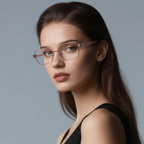 Techsuit Anti-Blue Light Glasses Reflex PC (3161), for Women, Rectangle, Metal Frame, AC Lens, Negru