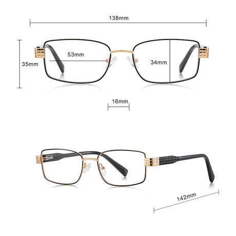 Techsuit Anti-Blue Light Glasses Reflex PC (3163), for Women, Rectangle, Metal Frame, AC Lens, Negru