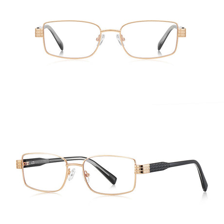 Techsuit Anti-Blue Light Glasses Reflex PC (3163), for Women, Rectangle, Metal Frame, AC Lens, Auriu /Black