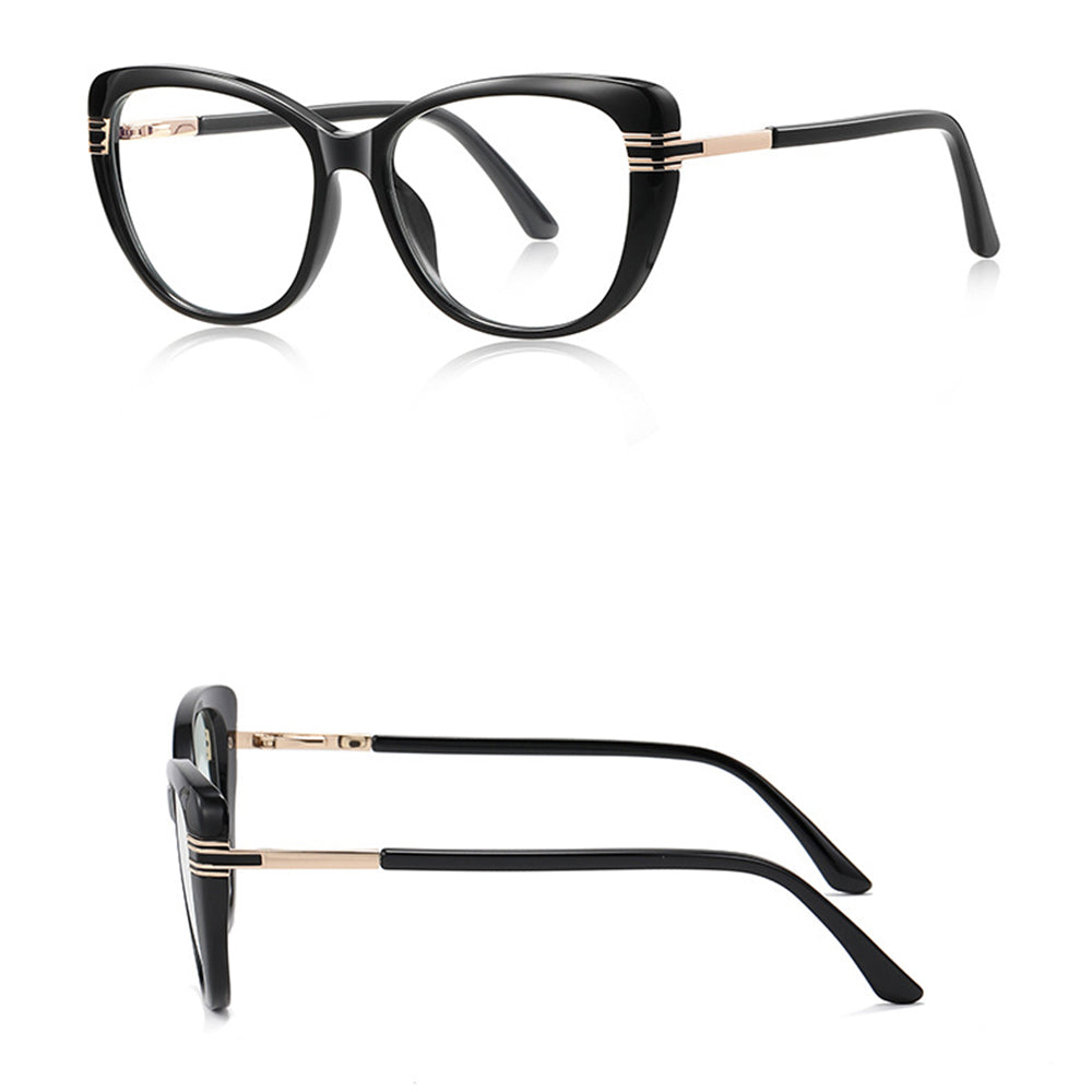 Techsuit Anti-Blue Light Glasses Reflex PC (2274), for Women, Oversized, TR90&Metal Frame, AC Lens, Negru