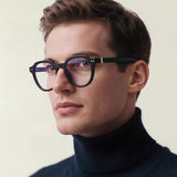 Techsuit Anti-Blue Light Glasses Reflex PC (2228), for Men, Round, TR90&Metal Frame, AC Lens, Negru