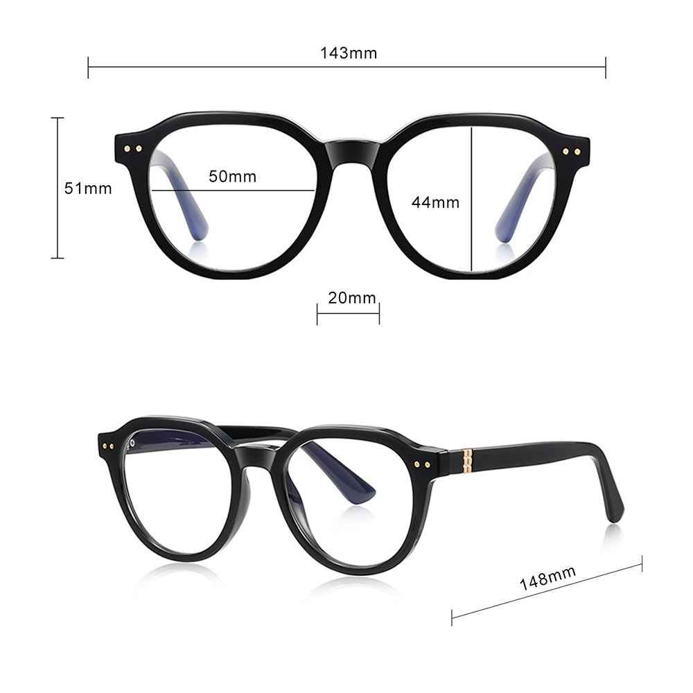 Techsuit Anti-Blue Light Glasses Reflex PC (2228), for Men, Round, TR90&Metal Frame, AC Lens, Negru