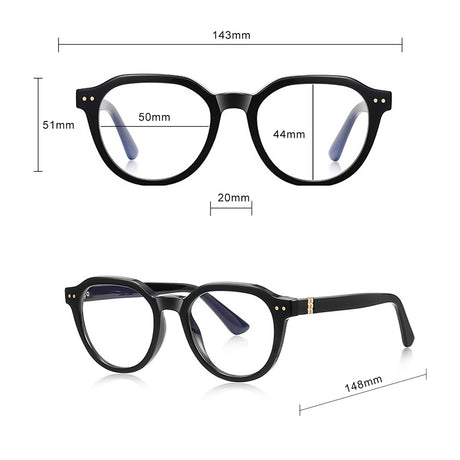 Techsuit Anti-Blue Light Glasses Reflex PC (2228), for Men, Round, TR90&Metal Frame, AC Lens, Negru