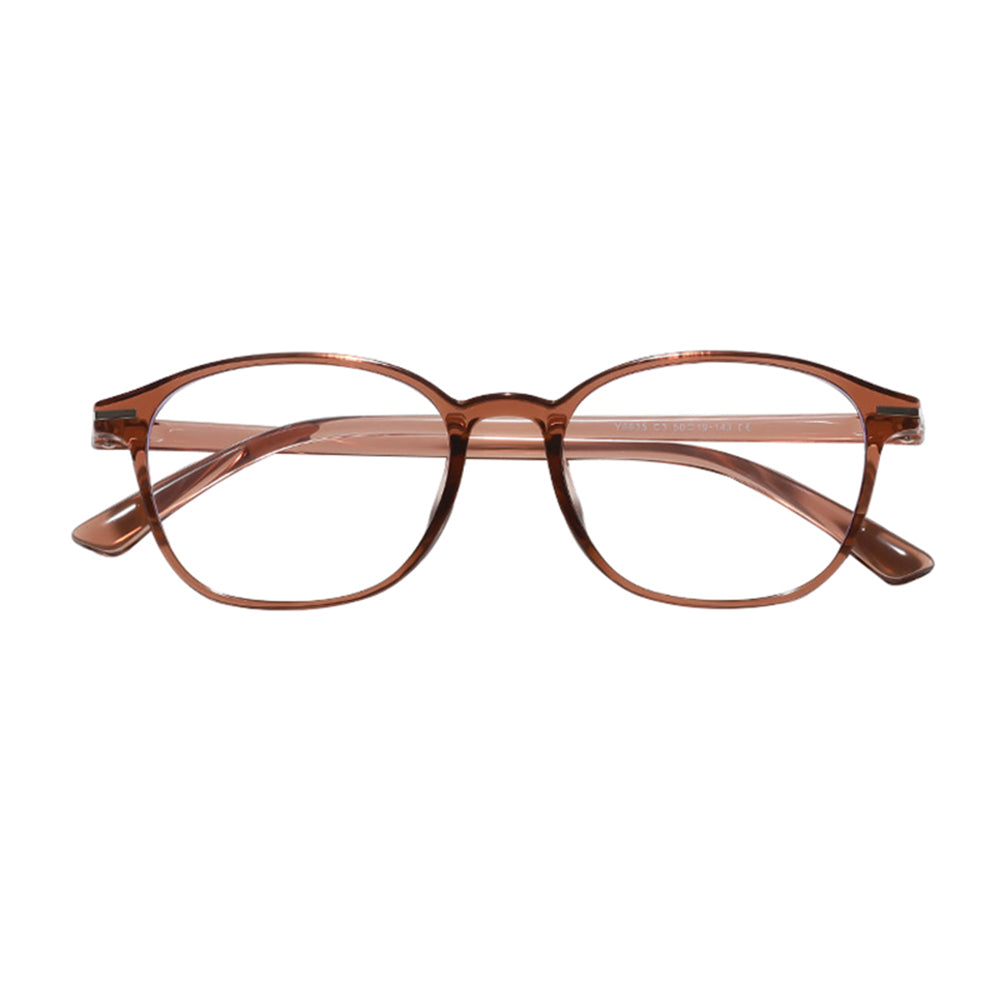 Techsuit Anti-Blue Light Glasses Reflex PC (6635), Unisex, Round, TR90 Frame, AC Lens, Rosu Dish Brown