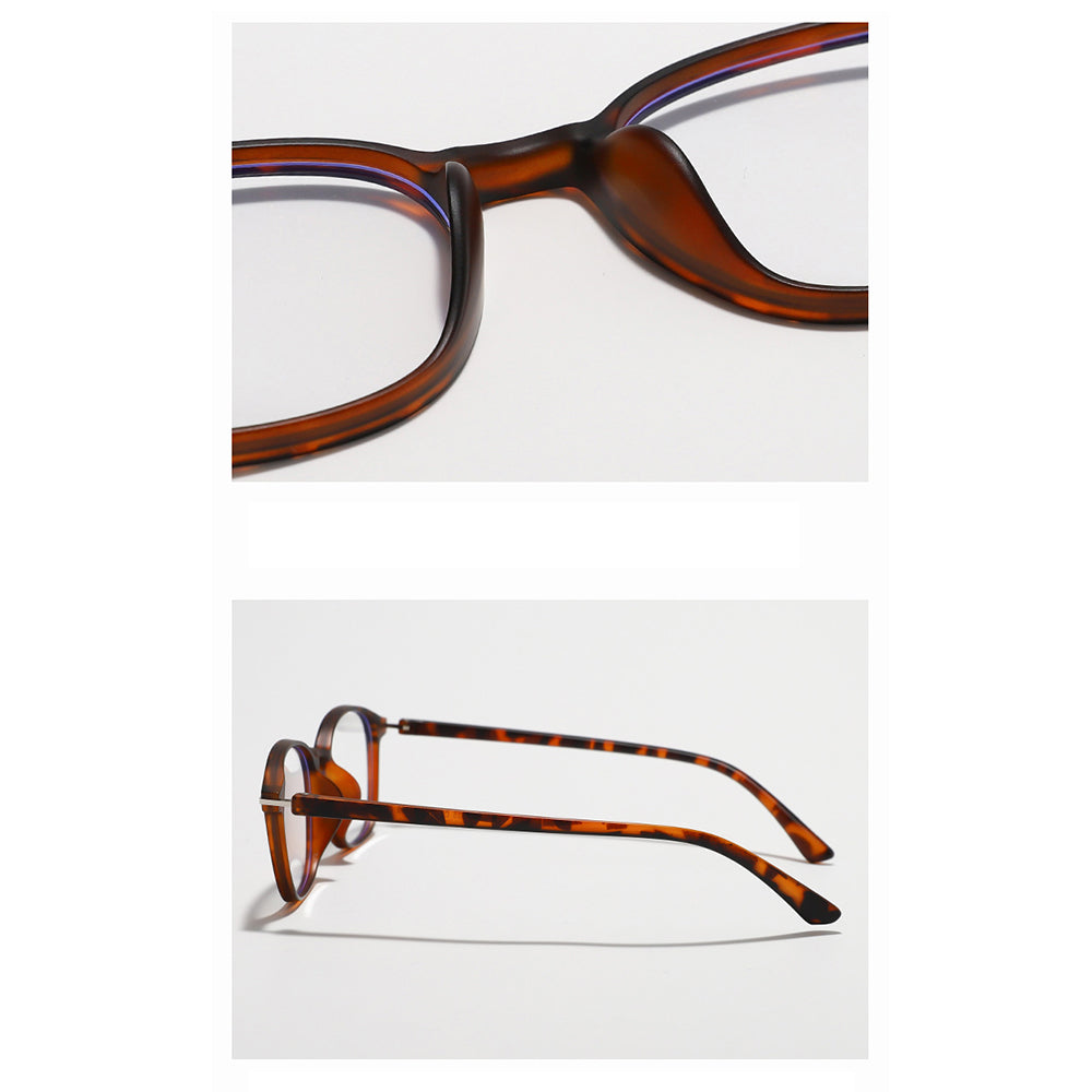 Techsuit Anti-Blue Light Glasses Reflex PC (6635), Unisex, Round, TR90 Frame, AC Lens, Light Brown