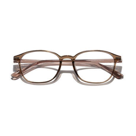 Techsuit Anti-Blue Light Glasses Reflex PC (6635), Unisex, Round, TR90 Frame, AC Lens, Light Brown