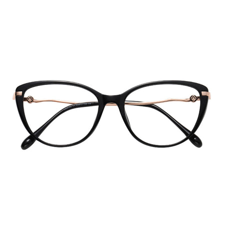 Techsuit Anti-Blue Light Glasses Reflex PC (86162), for Women, Round, TR90&Metal Frame, AC Lens, Auriu /Black