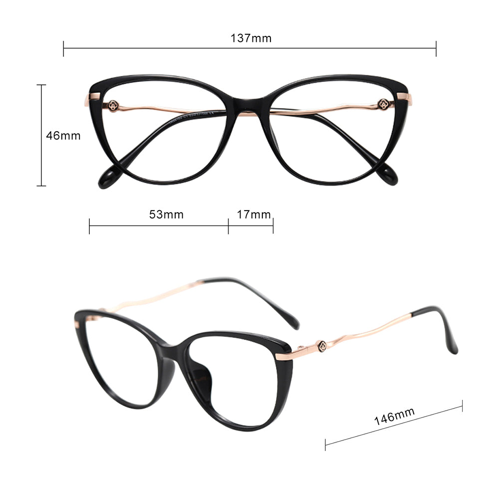 Techsuit Anti-Blue Light Glasses Reflex PC (86162), for Women, Round, TR90&Metal Frame, AC Lens, Argintiu /Brown