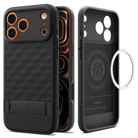 Husa de protectie Spigen Caseology Parallax "S" MagSafe (ACS09964) compatibil cu iPhone 17 Pro, Negru Mat