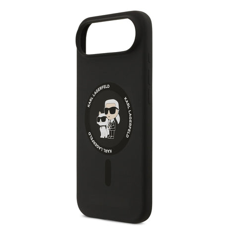 Husa de protectie Karl Lagerfeld Silicone Ring MagSafe (KLHMP17MSCMKCRHK) compatibil cu iPhone 17 Air, Negru Karl&Choupette