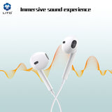 Casti Lito Wired Earphones (LF01A), Jack 3.5mm, Stereo, Half In-ear, with HD Microphone, 1.2m, Alb