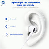 Casti Lito Wired Earphones (LF03), Jack 3.5mm, Type-C, Stereo, Half In-ear, with HD Microphone, 1.2m, Alb