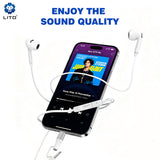 Casti Lito Wired Earphones (LF03), Jack 3.5mm, Type-C, Stereo, Half In-ear, with HD Microphone, 1.2m, Alb