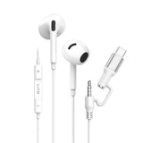 Casti Lito Wired Earphones (LF03), Jack 3.5mm, Type-C, Stereo, Half In-ear, with HD Microphone, 1.2m, Alb