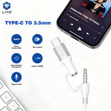 Casti Lito Wired Earphones (LF03), Jack 3.5mm, Type-C, Stereo, Half In-ear, with HD Microphone, 1.2m, Alb