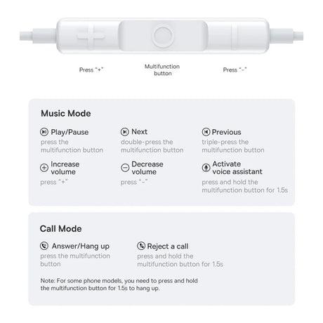 Casti Baseus Wired Earphones Encok CZ20 (A00171400213-00), Type-C, 20Hz-40kHz, Hi-Res, Moon White