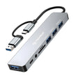 Hub/Dock Techsuit Docking Station DataBridge 8 in 1 (H9), USB, Type-C to 4x USB, Type-C, 3.5mm Jack, TF/SD Card, Gri