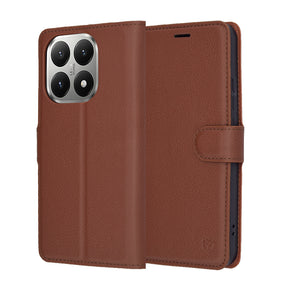 Husa de protectie Techsuit Leather Folio compatibil cu Xiaomi 15T, Maro