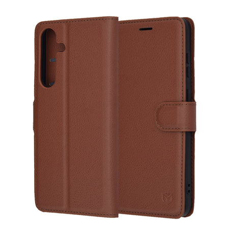 Husa de protectie Techsuit Leather Folio compatibil cu Samsung Galaxy S25 FE, Maro