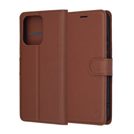 Husa de protectie Techsuit Leather Folio compatibil cu Oppo Reno14 F / Reno14 FS 5G, Maro