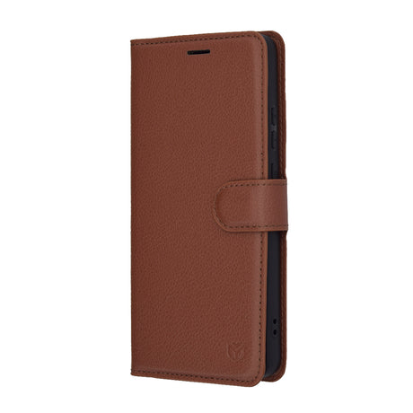 Techsuit Leather Folio barna husă pentru Motorola Moto G86 Power