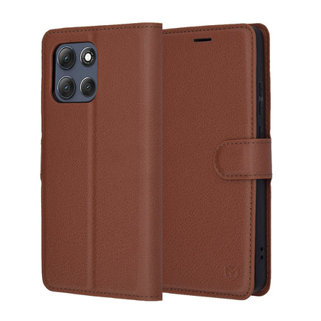 Techsuit Leather Folio barna husă pentru Motorola Moto G86 Power