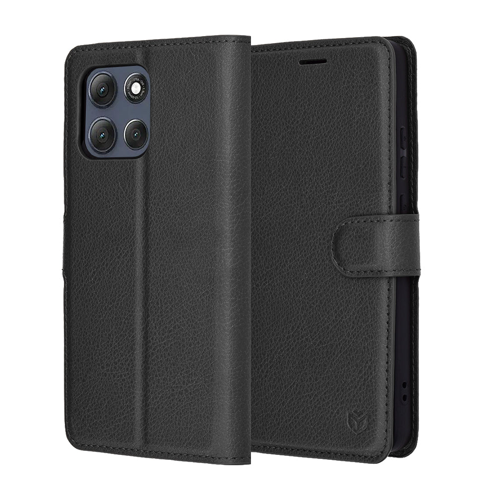 Husa de protectie Techsuit Leather Folio compatibil cu Motorola Moto G86 Power, Negru