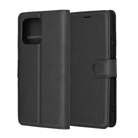 Techsuit Leather Folio husă neagră pentru Motorola Moto G86 Power