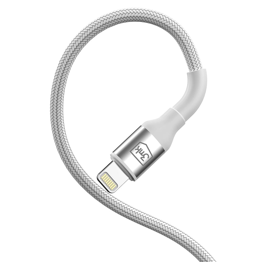 Cablu 3mk Hyper N-Series, USB to Lightning, 12W, 5V/2.4A, 2m, Alb