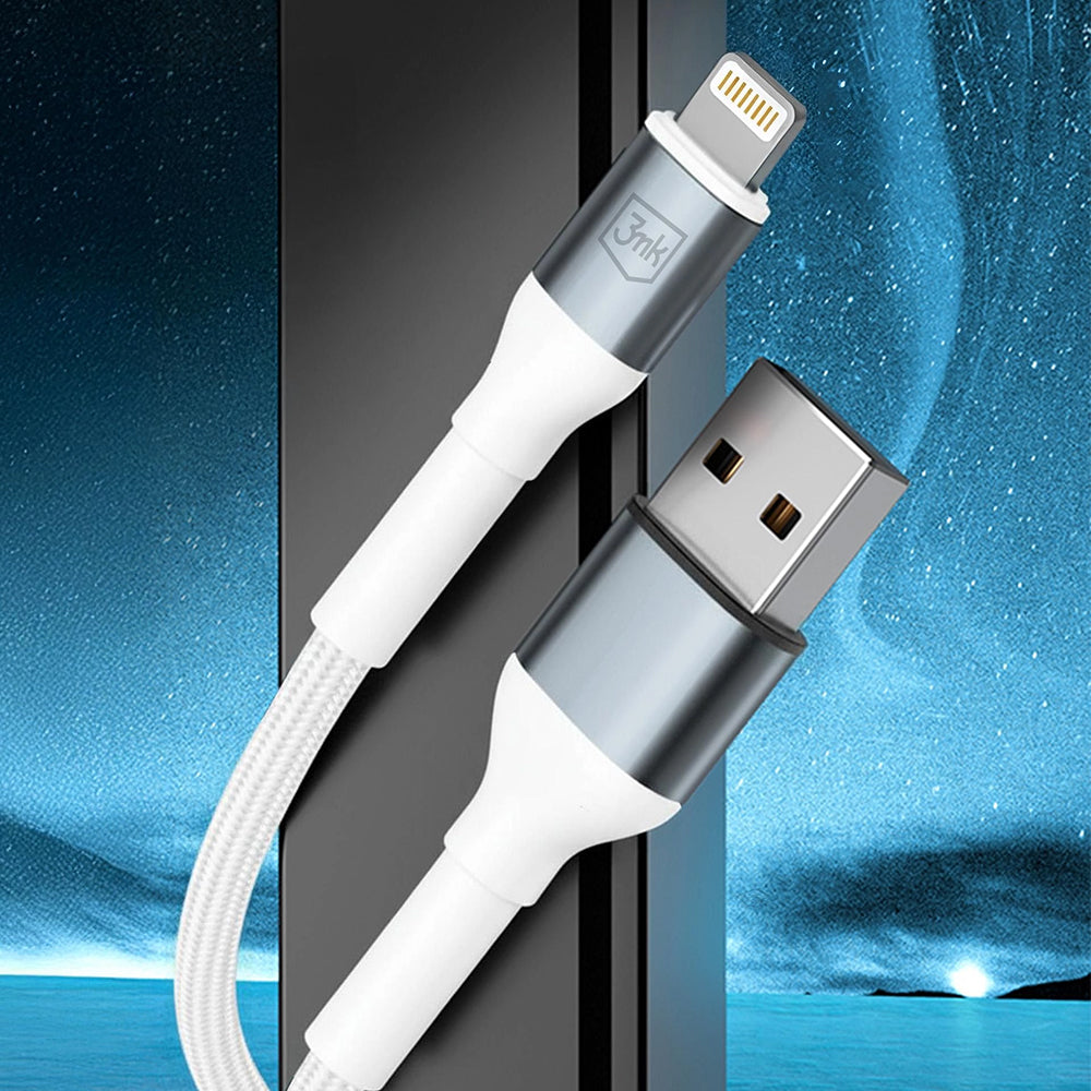 Cablu 3mk Hyper N-Series, USB to Lightning, 12W, 5V/2.4A, 2m, Alb