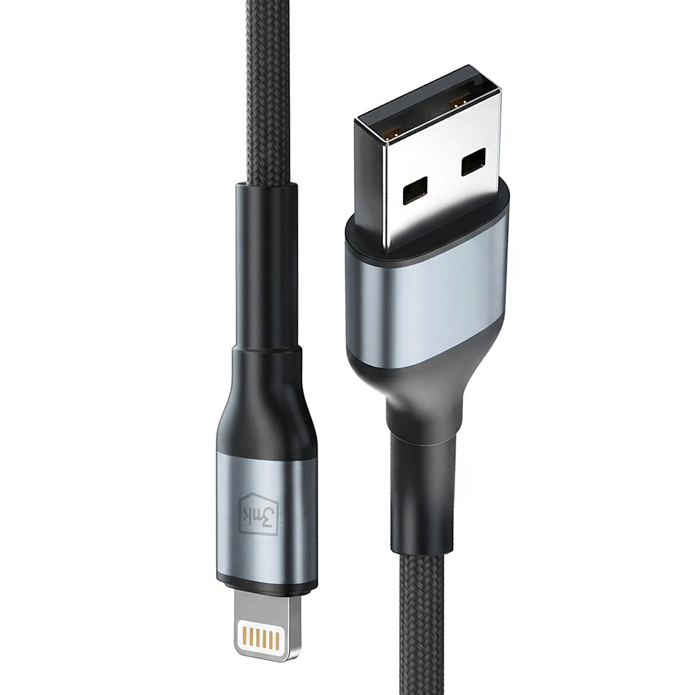 Cablu 3mk Hyper N-Series, USB to Lightning, 12W, 5V/2.4A, 1m, Negru