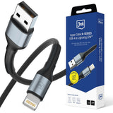 Cablu 3mk Hyper N-Series, USB to Lightning, 12W, 5V/2.4A, 1m, Negru