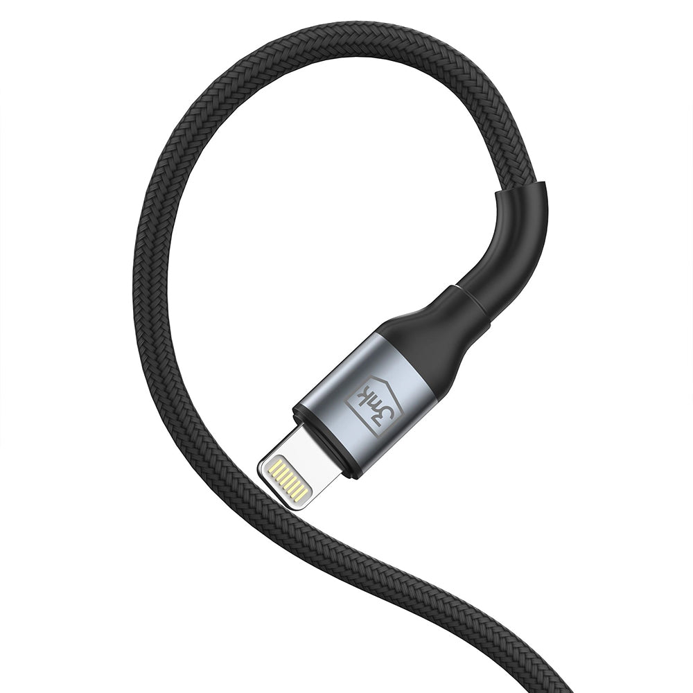 Cablu 3mk Hyper N-Series, USB to Lightning, 12W, 5V/2.4A, 1m, Negru