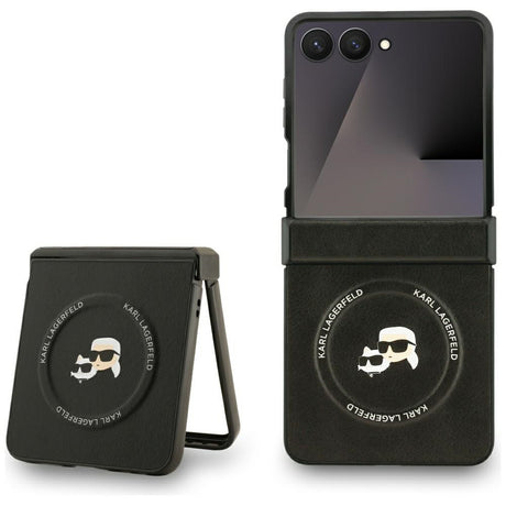Husa de protectie Karl Lagerfeld Leather Karl & Choupette Pins MagSafe (KLHMZF7PSMLRKCK) compatibil cu Samsung Galaxy Z Flip7, Negru