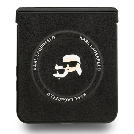 Husa de protectie Karl Lagerfeld Leather Karl & Choupette Pins MagSafe (KLHMZF7PSMLRKCK) compatibil cu Samsung Galaxy Z Flip7, Negru