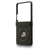 Husa de protectie Karl Lagerfeld Leather Karl & Choupette Pins MagSafe (KLHMZF7PSMLRKCK) compatibil cu Samsung Galaxy Z Flip7, Negru