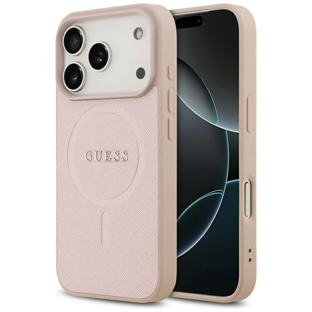 Husa de protectie Guess Saffiano Classic Logo MagSafe (GUHMP17LPSAHMCP) compatibil cu iPhone 17 Pro, Roz