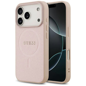 Husa de protectie Guess Saffiano Classic Logo MagSafe (GUHMP17LPSAHMCP) compatibil cu iPhone 17 Pro, Roz