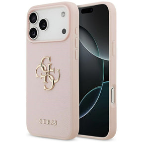 Husa de protectie Guess Hardcase 4G Grained Big and Classic Logo (GUHCP17LPGT4MBP) compatibil cu iPhone 17 Pro, Roz