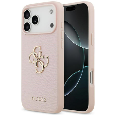 Husa de protectie Guess Hardcase 4G Grained Big and Classic Logo (GUHCP17LPGT4MBP) compatibil cu iPhone 17 Pro, Roz