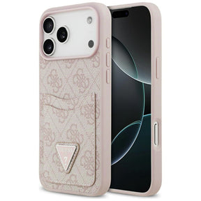 Husa de protectie Guess Hardcase 4G Double Card Triangle (GUHCP17XP4TPP) compatibil cu iPhone 17 Pro Max, Roz