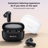 Casti Yesido (TWS38), Track System Stereo, Microphone, Bluetooth 5.4, In-ear Design, 250mAh, Alb