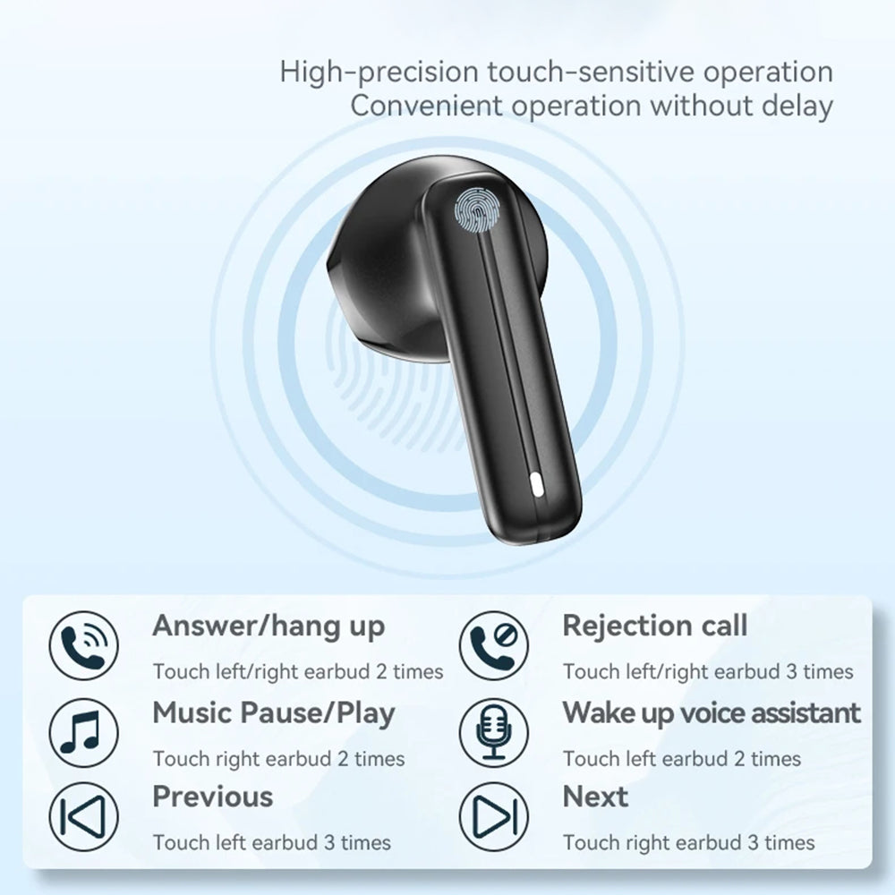 Casti Yesido (TWS25), with Microphone, Bluetooth V5.3, Touch Control, Half-In-ear Design, 250mAh, Negru