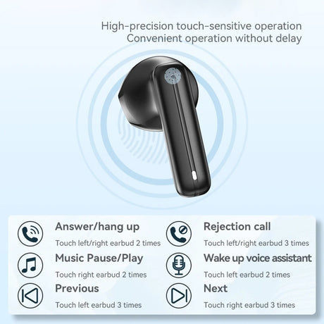 Casti Yesido (TWS25), with Microphone, Bluetooth V5.3, Touch Control, Half-In-ear Design, 250mAh, Negru
