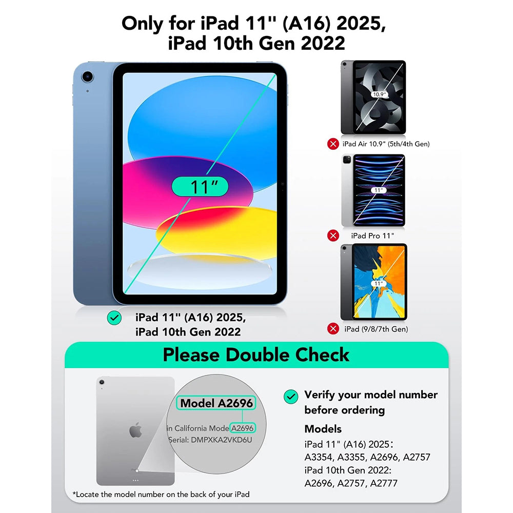 Husa de protectie tableta ESR Flex Keyboard Case compatibil cu iPad 10 (2022) 10.9 / 11 (2025), Gri Inchis