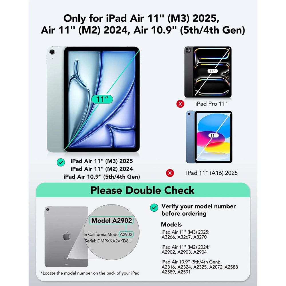 Husa de protectie tableta ESR Flex Keyboard Case compatibil cu iPad Air 4 (2020) / Air 5 (2022) / Air 11 (2024) / Air 11 (2025) / Air 11 (2026), Gri Inchis