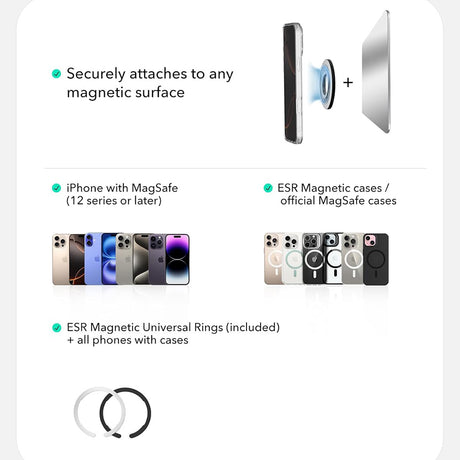 Suport ESR Phone Grip Stand (2K6180361), Magnetic, 360°, 5.2mm Ultra-thin, with HaloLock Universal Ring, Lavanda