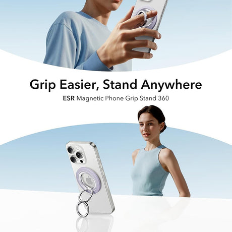 Suport ESR Phone Grip Stand (2K6180361), Magnetic, 360°, 5.2mm Ultra-thin, with HaloLock Universal Ring, Lavanda