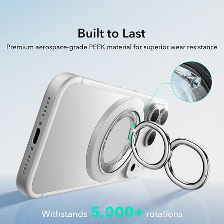 Suport ESR Phone Grip Stand (2K6180261), Magnetic, 360°, 5.2mm Ultra-thin, with HaloLock Universal Ring, Alb