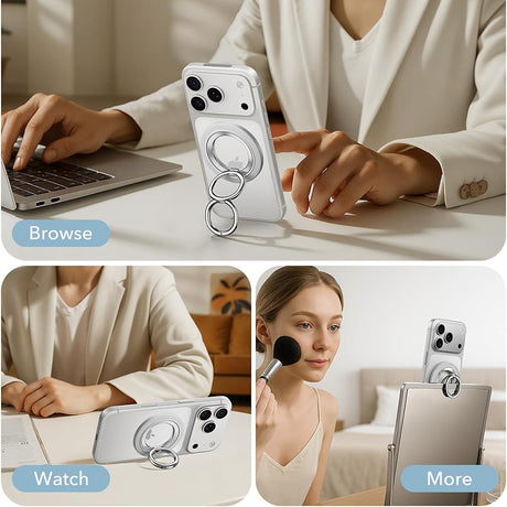 Suport ESR Phone Grip Stand (2K6180261), Magnetic, 360°, 5.2mm Ultra-thin, with HaloLock Universal Ring, Alb
